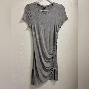 Alya Bodycon T Shirt Dress Stretch Gathered Side Lightweight Gray Womens Large